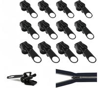 Flycppo 12 Piezas Cremallera Zipper,Cremallera De Repuesto Kit Tirador de Metal,Desmontable Reemplazo Instantáneo De Deslizador De Cremallera para Maletas,Chaquetas,Mochilas