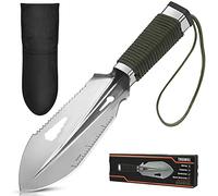FLYEGO Backpacking Trowel, Lightweight Camping Hiking Accessories Trowel Poop Shovel Hand Shovel Ultralight with Carrying Pouch for Metal Detecting, Digging, Gardening, Outdoor (Silver) 9 in 1
