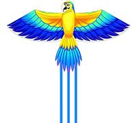 Flyer Kite Outdoor Creative Parakeet Kite Park Beach Entertainment Game Toys Easy to Fly in The Breeze Adecuado para principiantes (Color: Rojo Tamaño: 1.7 m + 3.0 m Cola+100.0 m línea) (azul 1.7 m +