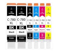 FLYFLZJYJR Cartucho de Tinta Compatible 780 781 XL for Impresora PIXMA TS707 TR8570 TS8170 TS8270 TS9170(1SET 2PGBK BK C M Y)