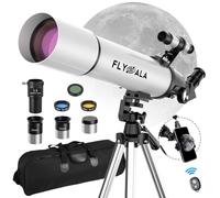 FlyGala Telescopio 30X-750X para adultos de alta potencia, apertura de 80 mm, longitud focal de 600 mm, telescopio astronómico para niños de 8 a 12 años, telescopios refractores astronómicos para