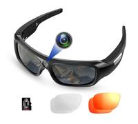 FlyGift Cámara de video 4K 2160P FHD para deportes y acción, lentes polarizadas con protección UV400 + lente amarilla transparente/deslumbrante para deportes al aire libre (tarjeta TF de 64 GB