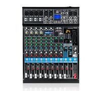 Flygrow Mezclador de audio profesional de 12 canales, Bluetooth DJ, interfaz USB, placa de sonido, consola mezcladora digital, MP3, entrada de computadora, 48 V, Phantom Power estéreo, DJ, estudio