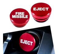 Flygun 2 fundas para encendedor de cigarrillos de coche, 2,7 x 1,7 cm "EJECT" "Fire Missile" de metal, impermeable, cubierta protectora de botón, accesorios para coches, motocicletas (rojo y blanco)