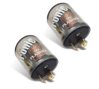 Flygun Paquete de 2 relés electrónicos de 12 V y 2 pines, enchufe intermitente intermitente, kit de enchufe redondo de tres puntas, bombillas incandescentes de flash rápido universal para la mayoría