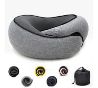 Flyhugz Almohada para El Cuello, Almohada De Viaje Ajustable De Espuma Viscoelástica,Almohada De Apoyo para El Cuello De Algodón, Almohada Plegable En Forma De U,Práctica Almohada De Viaje Ergonómic