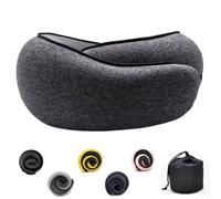 Flyhugz Almohada para El Cuello, Almohada De Viaje Ajustable De Espuma Viscoelástica,Almohada De Apoyo para El Cuello De Algodón, Almohada Plegable En Forma De U,Práctica Almohada De Viaje Ergonómic