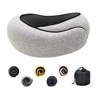 Flyhugz Almohada para El Cuello, Almohada De Viaje Ajustable De Espuma Viscoelástica,Almohada De Apoyo para El Cuello De Algodón, Almohada Plegable En Forma De U,Práctica Almohada De Viaje Ergonómic