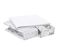 FlyIdeas Juego 3 Pza - 2 Sabanas Bajeras para Cuna 120x60 cm con Esquinas Engomadas y 1 Protector Colchon Impermeable en 100% Puro Algodon Cert. Suave y Transpirable, Hecho in EU