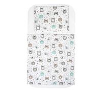 FlyIdeas Juego 4 Pza Sabanas Minicuna Colecho Next2Me 50x83cm | 1 Sabana Bajera 1 Protector Colchon 1 Sabana Encimera y 1 Funda de Almohada | 100% Algodon Cert, Hecho en EU