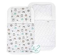 FlyIdeas Juego 8 Pza Sabanas Minicuna Colecho Next2Me 50x83cm, 100% Algodon Certif. con 2 Sabanas Bajeras 2 Protectores Colchon Impermeables 2 Sabanas Encimera y 2 Fundas de Almohada