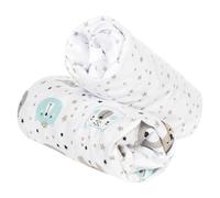 FlyIdeas Juego de 2 Sabanas Bajeras Ajustables, 100% Algodon - Sabanas de Minicuna Colecho Next2Me 50x90 / 90x55 - Suaves y Transpirables (Ositos)