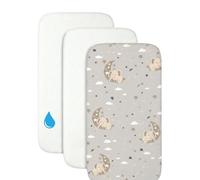 FlyIdeas Juego de 2 sábanas para Next to Me de 50 x 83 cm, 100% algodón + 1 protector de colchón impermeable, fabricado en Italia, sábanas compatibles con Next2Me suaves y transpirables