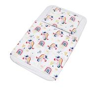 FlyIdeas Juego de Sabanas para Capazo de Bebe Conjunto 3 Pcs 75x35 cm Carro y Cochecito | 1 Sabana Bajera Ajustable 1 Sabana Encimera y 1 Funda Almohada - 100% Algodon Cert