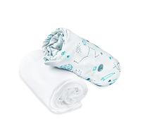 FlyIdeas Juego para Cama Infantil 80x160 cm - 1 Sabana Bajera con Esquinas Engomadas y 1 Protector de Colchon Impermeable, 100% Puro Algodon Cert. 2 pz.
