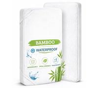 FlyIdeas Set de 2 Fundas de Colchón de Bambú Certif. Impermeables para Cunas 120x60 cm I Protector Cuna Súper Suave, Absorbente, Hipoalergénica y Libre de Ftalatos