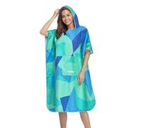 FLYILY Adulto Unisex Bata Poncho de Toalla para Niños Natación Toalla Playa Surf Poncho Albornoz Robe con Capucha para Cambiarse de Ropa(GreenGeometry,L)