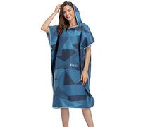 FLYILY Adulto Unisex Bata Poncho de Toalla para Niños Natación Toalla Playa Surf Poncho Albornoz Robe con Capucha para Cambiarse de Ropa(NavyGeometry,L)