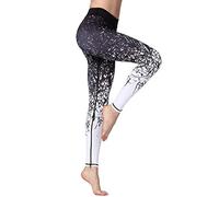 FLYILY Mallas Deportivas Mujer Pantalones impreso Leggings Deportes para Running Yoga Fitness Gym(1-Black,M)