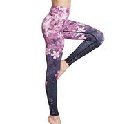 FLYILY Mallas Deportivas Mujer Pantalones impreso Leggings Deportes para Running Yoga Fitness Gym(2-Cherry,M)