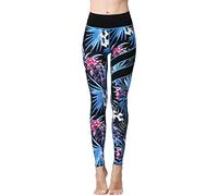 FLYILY Mallas Deportivas Mujer Pantalones impreso Leggings Deportes para Running Yoga Fitness Gym(4-BlackLeaf,S)