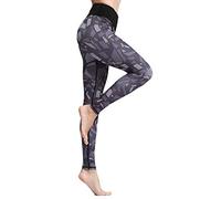 FLYILY Mallas Deportivas Mujer Pantalones impreso Leggings Deportes para Running Yoga Fitness Gym(6-BlackGeometry,S)