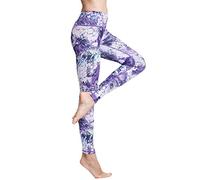 FLYILY Mallas Deportivas Mujer Pantalones impreso Leggings Deportes para Running Yoga Fitness Gym(6-Purple,L)