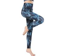 FLYILY Mallas Deportivas Mujer Pantalones impreso Leggings Deportes para Running Yoga Fitness Gym(7-BlueLeaf,S)