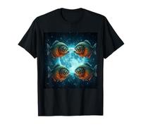 Flying Bass Fish bajo la Luna terrestre para los Amantes de los Peces Camiseta