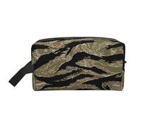 Flying Bees - Bolsa de almacenamiento con estampado de margaritas, bolsa de aseo de viaje duradera, bolsa organizadora portátil de maquillaje y cosméticos con cremallera, Camuflaje a rayas de tigre