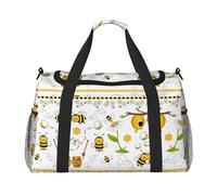 Flying Bees - Bolsa de viaje grande de lona con estampado de margaritas y miel para mujer, bolsa de viaje para fin de semana, Negro -, Talla única