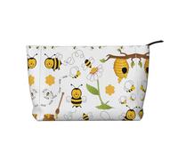 Flying Bees Daisy Honey - Bolsa de maquillaje de pana, versátil con cremallera para uso diario y organizador de capacidad de viaje, Black, Talla única