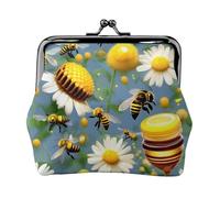 Flying Bees Daisy Honey - Carteras pequeñas para mujer, carteras para mujer, monedero para mujer, cartera pequeña para mujer, con cremallera y cierre de beso, Negro -, Talla única, Art Deco