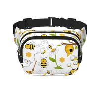 Flying Bees Daisy Honey Print - Cangurera grande para mujer, bonita riñonera cruzada de moda, Negro -, Talla única