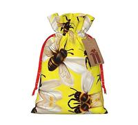 Flying Bees Daisy Honeys - Bolsa de regalo de arpillera con cordón, bolsa de regalo de tela artesanal perfecta para Navidad
