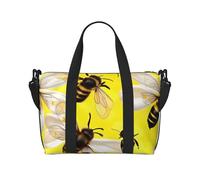 Flying Bees Daisy Honeys - Bolsa de viaje de mano, bolsa de gimnasio, viaje de fin de semana, bolsa de deporte, para mujeres y hombres, Negro -, Talla única