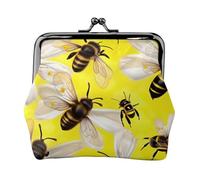 Flying Bees Daisy Honeys - Carteras pequeñas para mujer, monedero para mujer, cartera pequeña para mujer, con cremallera y cierre de beso, negro, talla única, Art Deco, Black, Talla única, Decoración