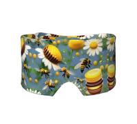 Flying Bees - Máscara de ojos refrescante con estampado de miel y margaritas para dormir en total oscuridad, máscara de dormir suave, regalos para hombres y mujeres