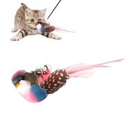 Flying Bird Cat Toy - Wand Refills, Bell Teaser Stick, Interactive Chew Toy | Reusable Cat Wand Heads, Natural for Exercise, Kitten Enrichment, Indoor Activity, Play Stimulation,