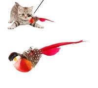 Flying Bird Cat Toy - Wand Refills, Bell Teaser Stick, Interactive Chew Toy | Reusable Cat Wand Heads, Natural for Exercise, Kitten Enrichment, Indoor Activity, Play Stimulation,