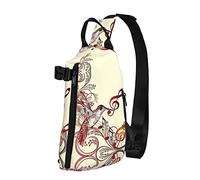 Flying Bird Musical Notes Beach Starfish Diagonalmente Sling Bag, Crossbody Sling Backpack Shoulder Chest Bag para Mujeres Hombres, Travel Hiking Daypack