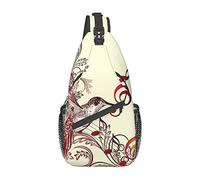Flying Bird Musical Notes Cool Grey Baseball Sling Bag, Mochila de Hombro Paquete de Cofre Causal Crossbody Daypack para Mujeres Hombres Senderismo Viajes