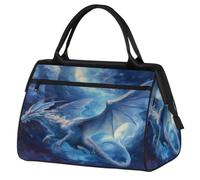 Flying Blue Ice Dragon - Bolsa de gimnasio para mujeres y hombres, bolsa de lona deportiva de viaje con funda para carrito, bolsa de gimnasio impermeable para fin de semana, bolsa de transporte para