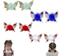 Flying Butterfly Hairpin, 3D Butterfly Hair Clip with Glittering Rhinestones and Moving Wings, Cute Hair Small Plush Clips for Girls (4PCS-B)