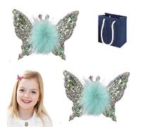 Flying Butterfly Hairpin, Sweet Shiny Rhinestone Butterfly Hair Clips, 2025 New Alloy Small Plush Butterfly Hair Clips Moving Wings Butterfly Hairpins, for Girls Women Hair Styling (C)