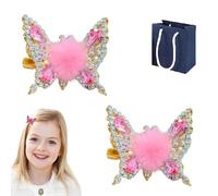 Flying Butterfly Hairpin, Sweet Shiny Rhinestone Butterfly Hair Clips, 2025 New Alloy Small Plush Butterfly Hair Clips Moving Wings Butterfly Hairpins, for Girls Women Hair Styling (G)