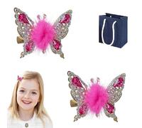 Flying Butterfly Hairpin, Sweet Shiny Rhinestone Butterfly Hair Clips, 2025 New Alloy Small Plush Butterfly Hair Clips Moving Wings Butterfly Hairpins, for Girls Women Hair Styling (B)
