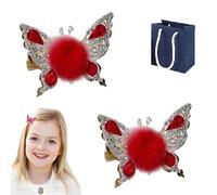 Flying Butterfly Hairpin, Sweet Shiny Rhinestone Butterfly Hair Clips, 2025 New Alloy Small Plush Butterfly Hair Clips Moving Wings Butterfly Hairpins, for Girls Women Hair Styling (E)