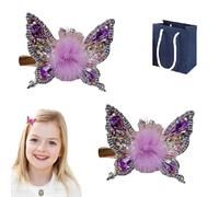 Flying Butterfly Hairpin, Sweet Shiny Rhinestone Butterfly Hair Clips, 2025 New Alloy Small Plush Butterfly Hair Clips Moving Wings Butterfly Hairpins, for Girls Women Hair Styling (D)