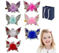 Flying Butterfly Hairpin, Sweet Shiny Rhinestone Butterfly Hair Clips, 2025 New Alloy Small Plush Butterfly Hair Clips Moving Wings Butterfly Hairpins, for Girls Women Hair Styling (Mix*7)